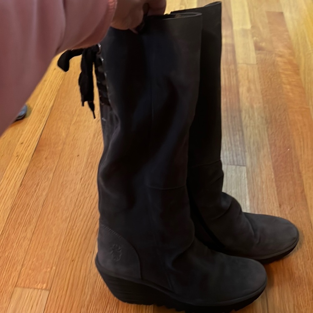 Fly London Grey suede lace up Boot size 8.5